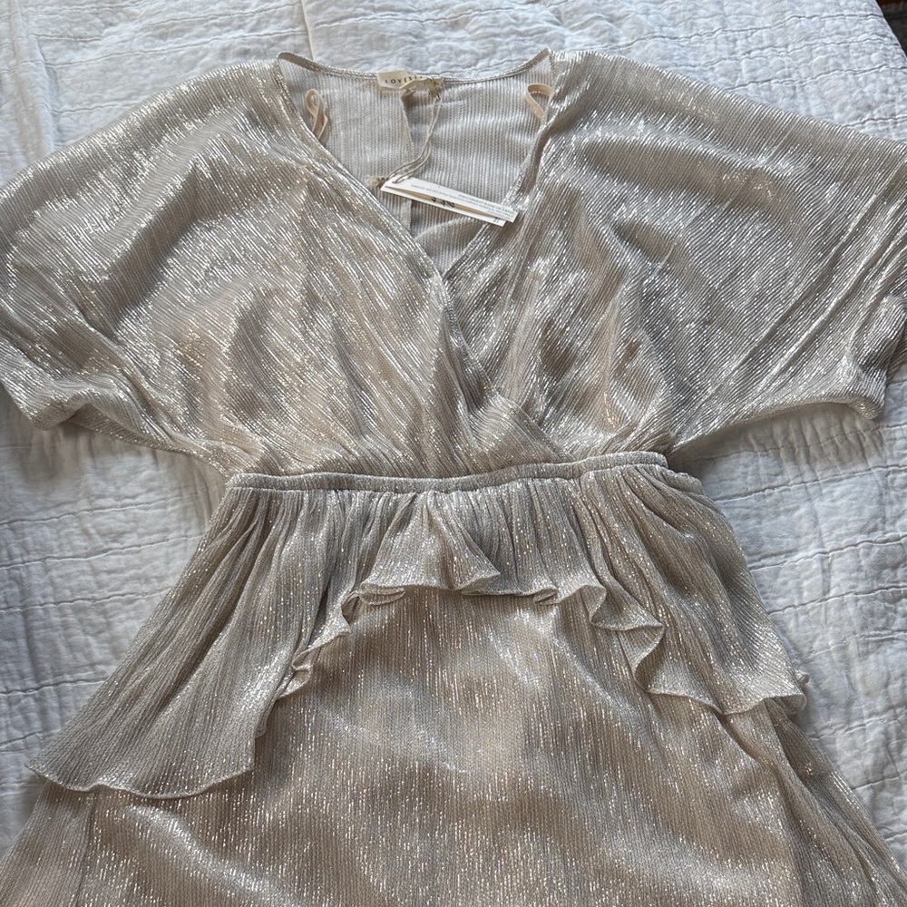 Elegant Cream Metallic Dress